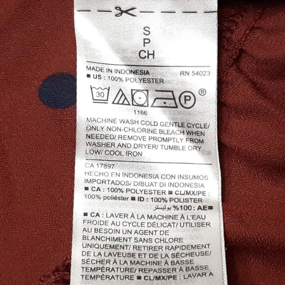 Old Navy Top Womens Small Red Polka Dot Long Sleeve Boho Ruffle Burgundy Blouse - Picture 13 of 14